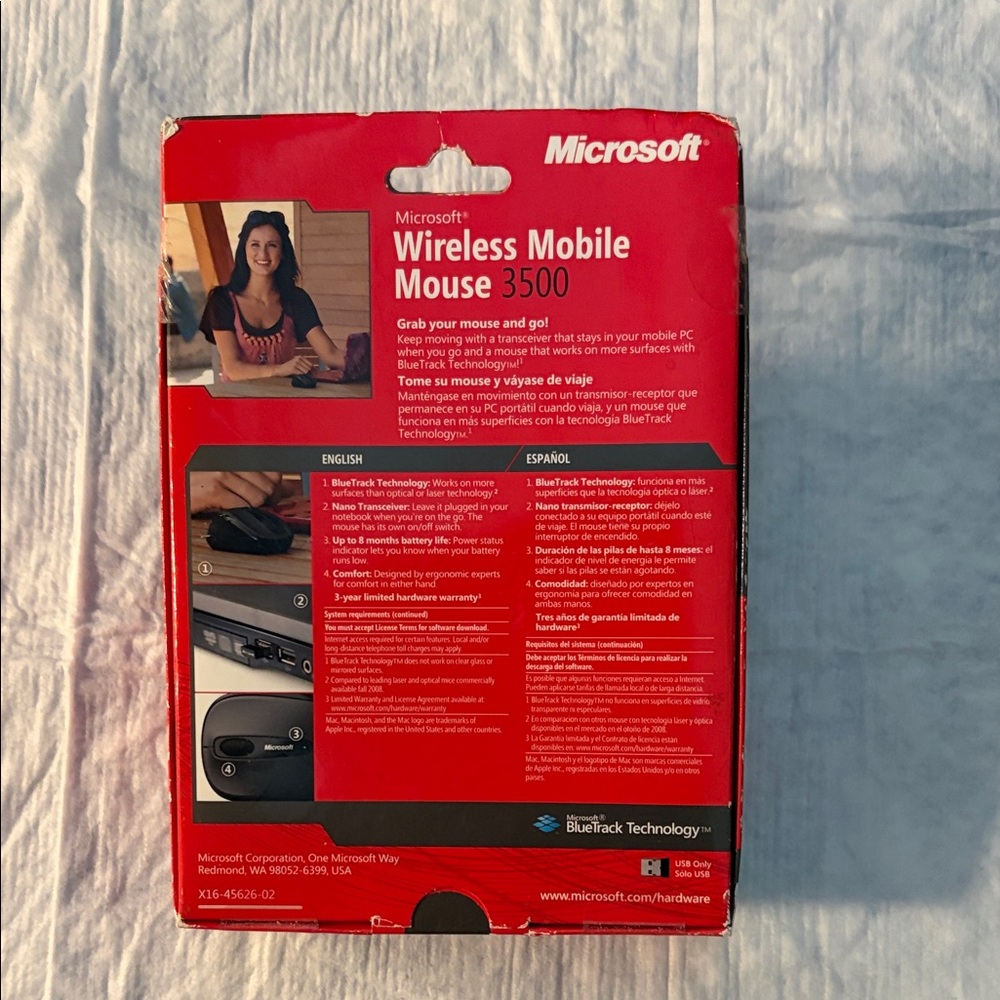 Microsoft Wireless Mouse in Red and Gray - Picture 2 of 2